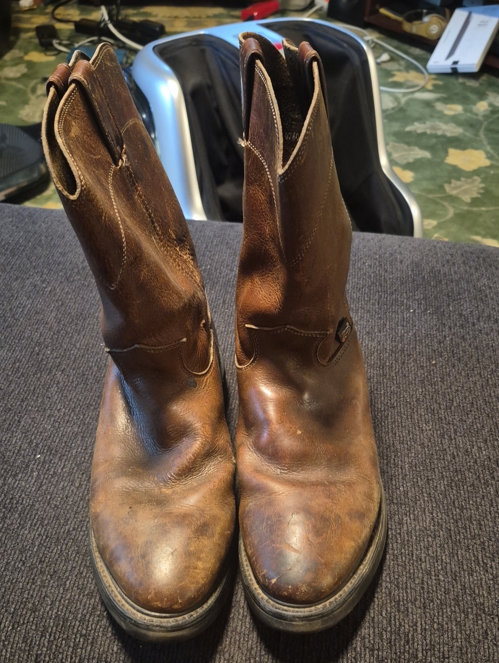 Justin Boots Brown Leather Cowboy Work Boots